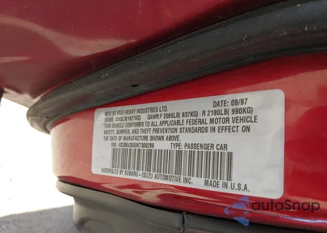 1998 Subaru Legacy L из США, поврежденный, VIN 4S3BK4355W7308296